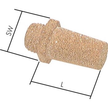 Silencer made from sintered bronze with hexagonal head