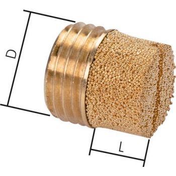 Silencers made of sintered bronze with male thread, cylindrical