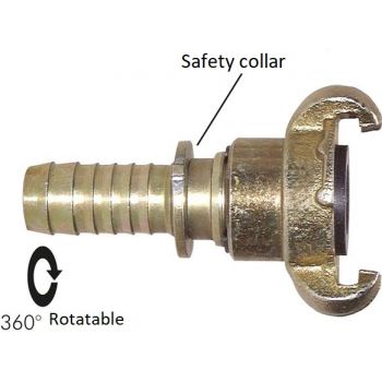 Compressor couplings with hose screw connection & safety collar, rotatable (similar to DIN 3489), 42 mm