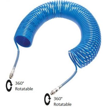 Polyamide spiral hoses with bend protection spiral, rotatable 360°, DIN 73378 / DIN 74324