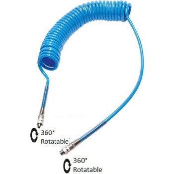Polyurethane coil tubes with bend protection, 360° rotatable