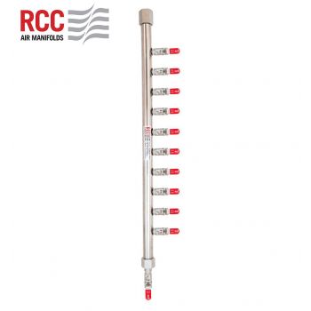 10-STATION S/S AIR MANIFOLD. 3/4"BSPT INLET C/W 10 X 1/4" BSPT OUTLET. RIGHT ALIGNED. STANDARD