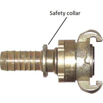 Safety compressor couplings with hose screw connection & safety collar (DIN 3238), 42 mm