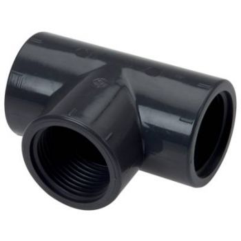 T-pieces with female thread, PVC-U (only for plastic thread), PN 16