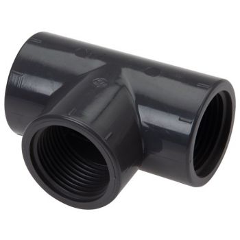 T-pieces with female thread, PVC-U (only for plastic thread), PN 16