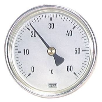 Horizontal bimetallic thermometer with aluminium housing and Cu thermowell, class 2.0
