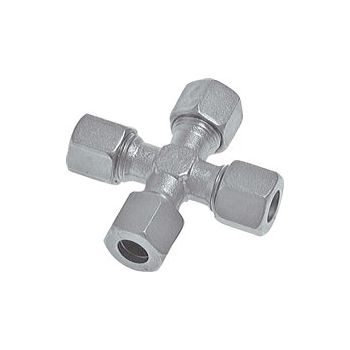 Cross-piece screw connections without nut and cutting ring